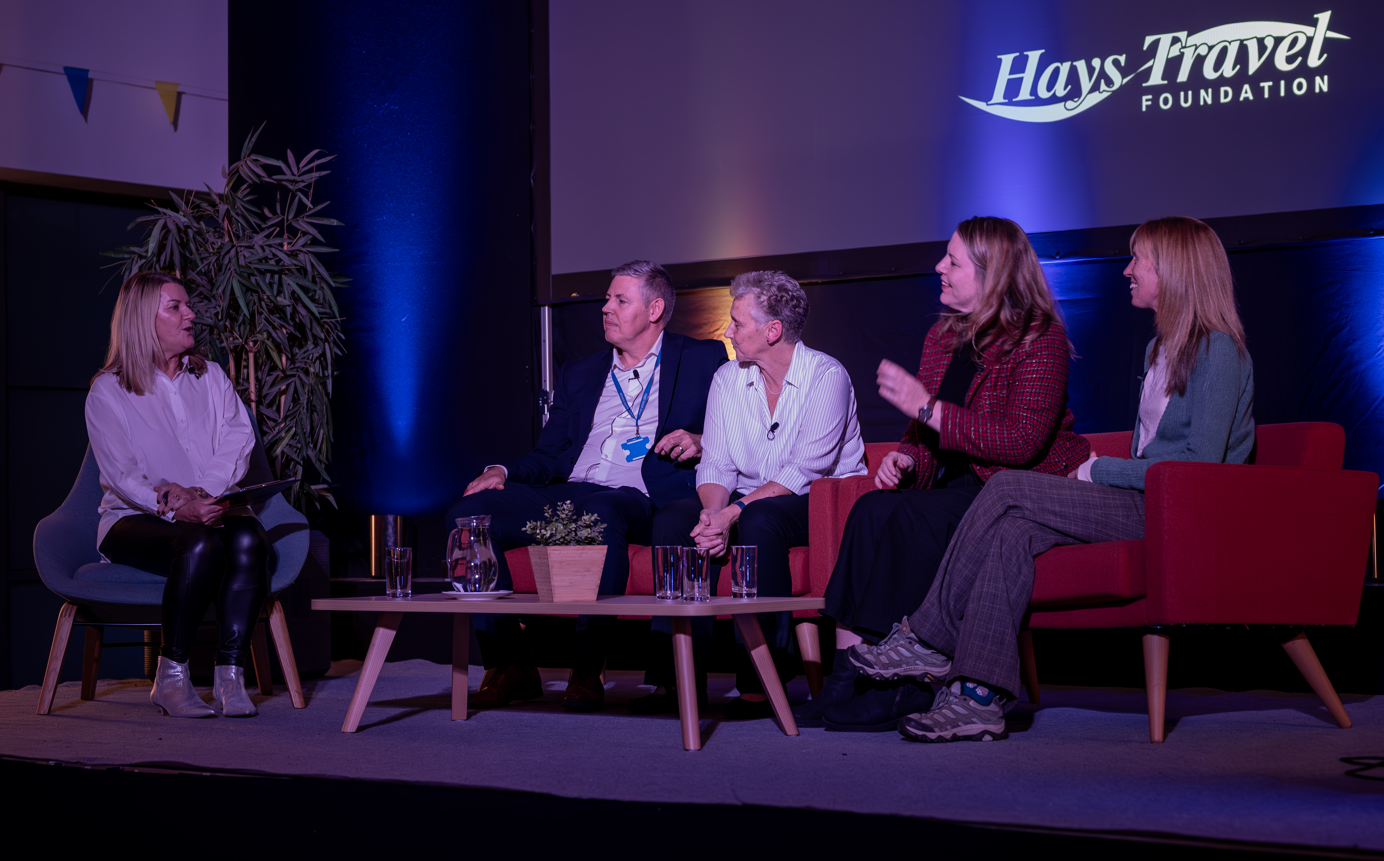 Panel on stage including vice principal Alison Maynard