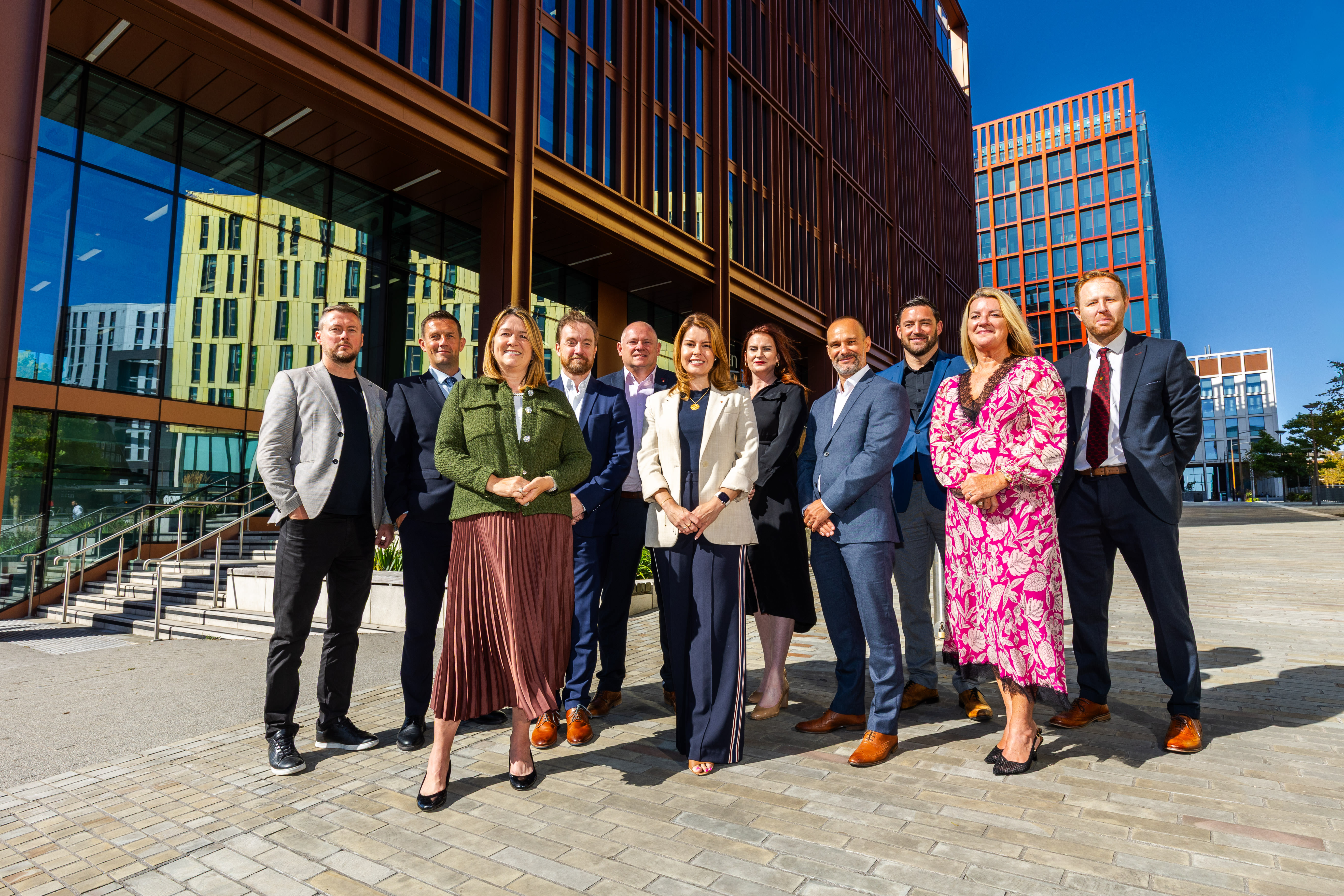 North East Mayor Kim McGuiness (centre) with Colleges for North East England leaders (L-R) Jon Ridley (Principal, Newcastle College); Shaun Hope (Principal and CEO, Bishop Auckland College); Ellen Thinnesen (CEO, Education Partnership North East); David Alexander (Principal and CEO, Gateshead College); Andy Broadbent (Principal and CEO, New College Durham); Toni Rhodes (Deputy CEO, Education Partnership North East); Scott Bullock (Principal and CEO, East Durham College); Chris Todd (Principal and CEO, Derwentside College); Alison Maynard (Deputy Principal, New College Durham); David Gardner (Assistant Principal, Tynecoast College). 