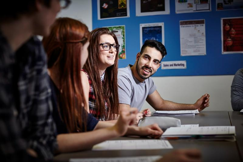 Students discussing in class